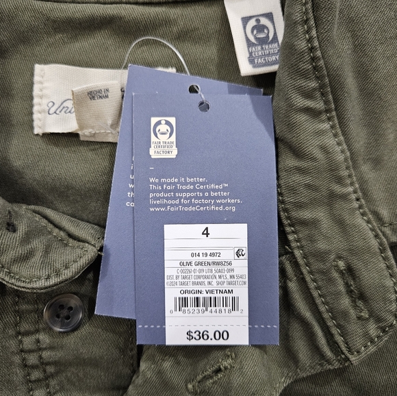 Universal Thread Button Front Short Sleeve Romper in Olive Navy Green Size 2 & 8 - Picture 10 of 10